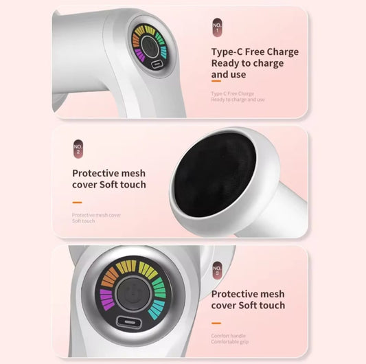 جهاز تدليك اهتزازي قوي محمول - 6 مستويات و5 رؤوس تدليك للتدليك الشامل